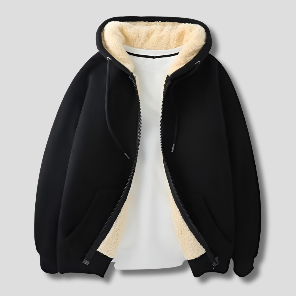 Chaqueta de sudadera con capucha forrada de polar de invierno para hombres
