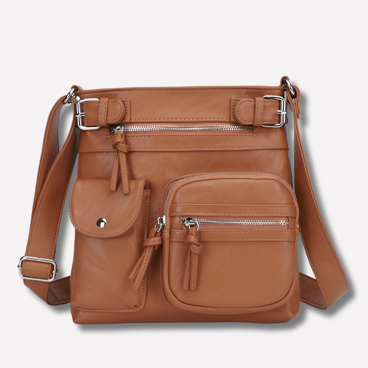 Bolso de Hombro de Cuero para Mujer con Múltiples Bolsillos