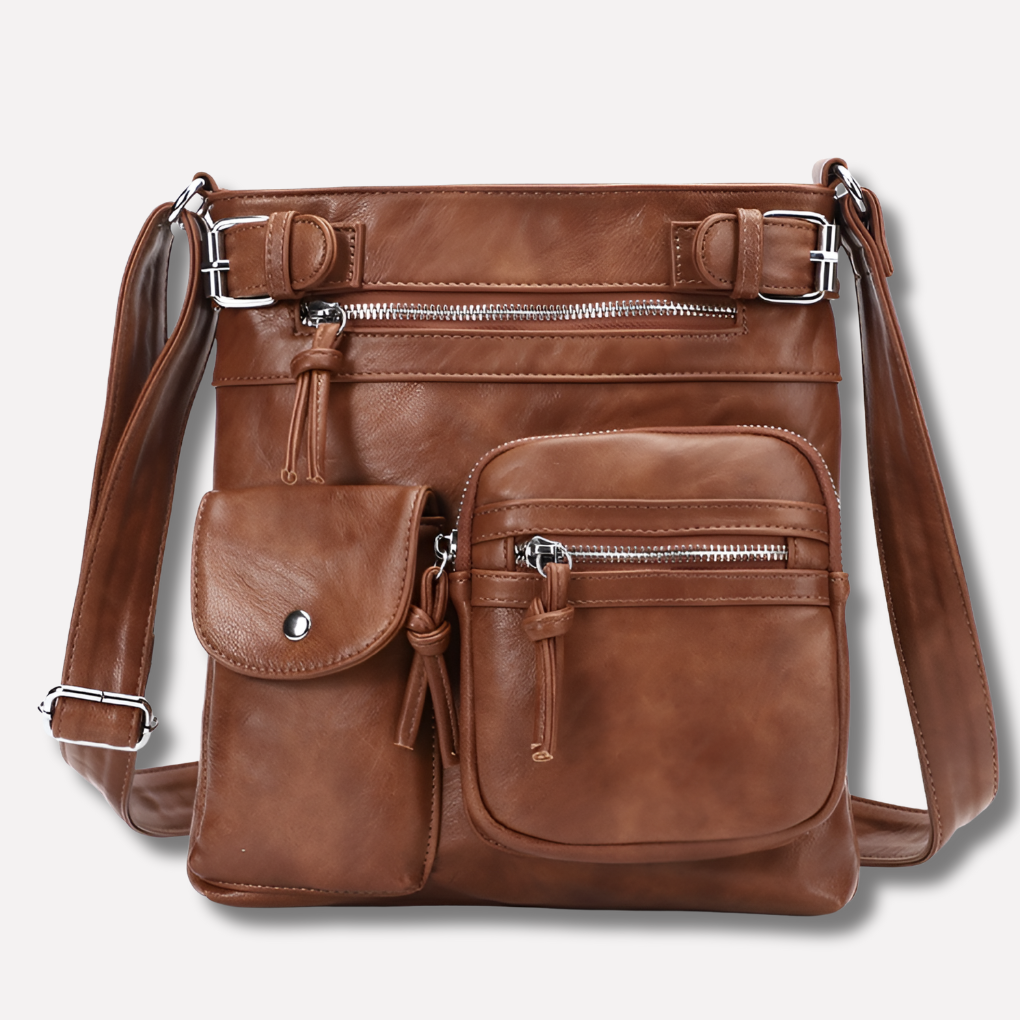 Bolso de Hombro de Cuero para Mujer con Múltiples Bolsillos