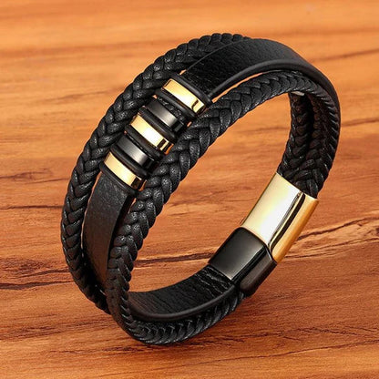 Elegante pulsera de cuero para hombre