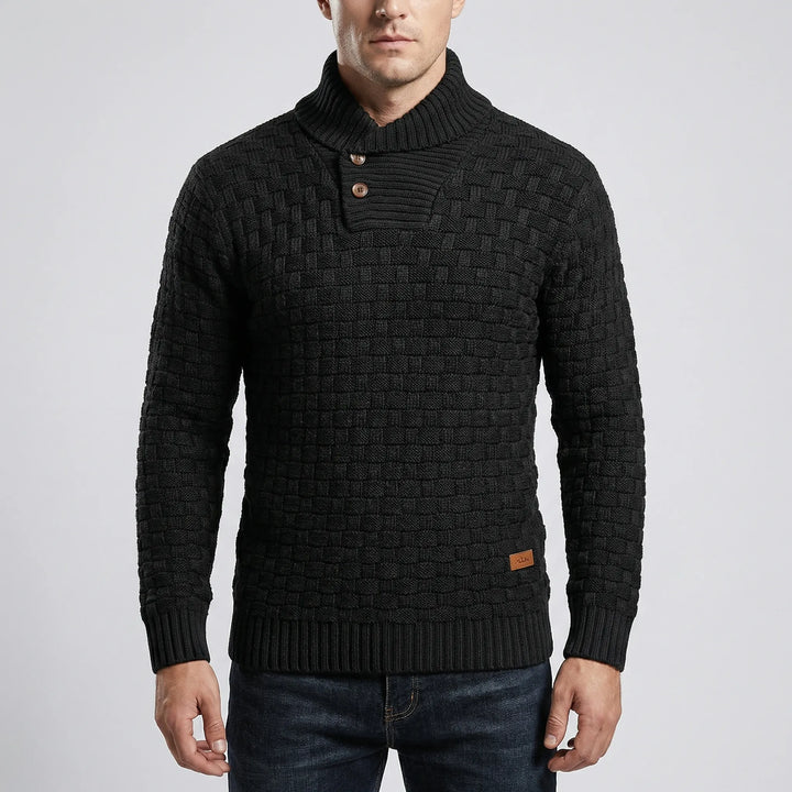Halvern - Suéter de hombre con cuello medio y botones