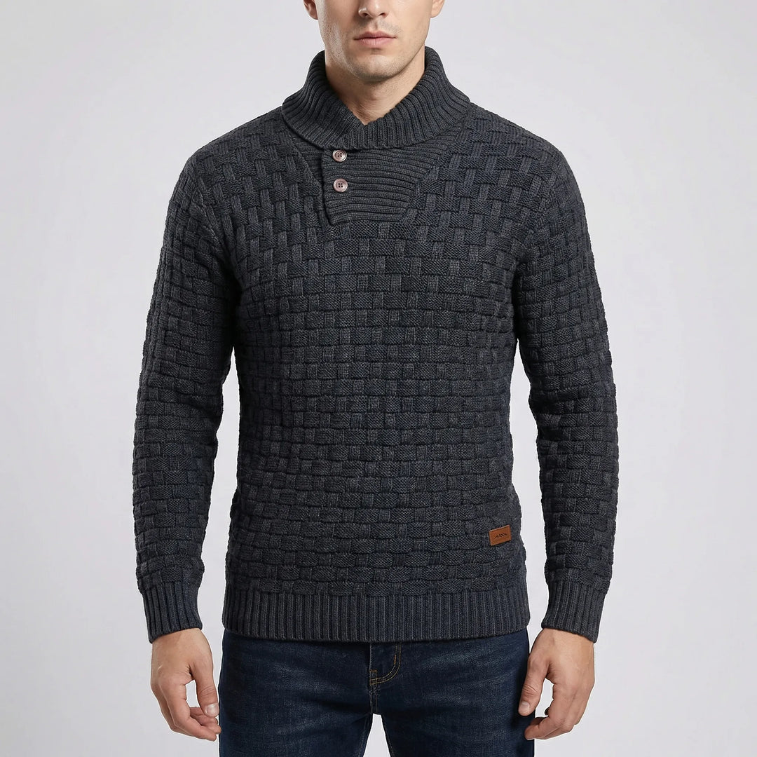 Halvern - Suéter de hombre con cuello medio y botones