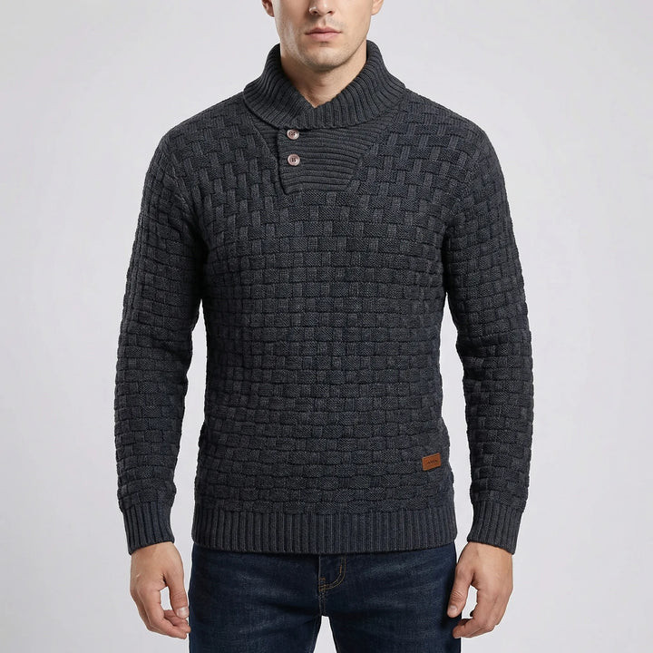 Halvern - Suéter de hombre con cuello medio y botones