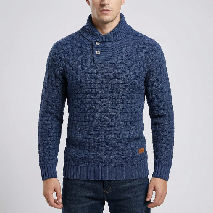 Halvern - Suéter de hombre con cuello medio y botones