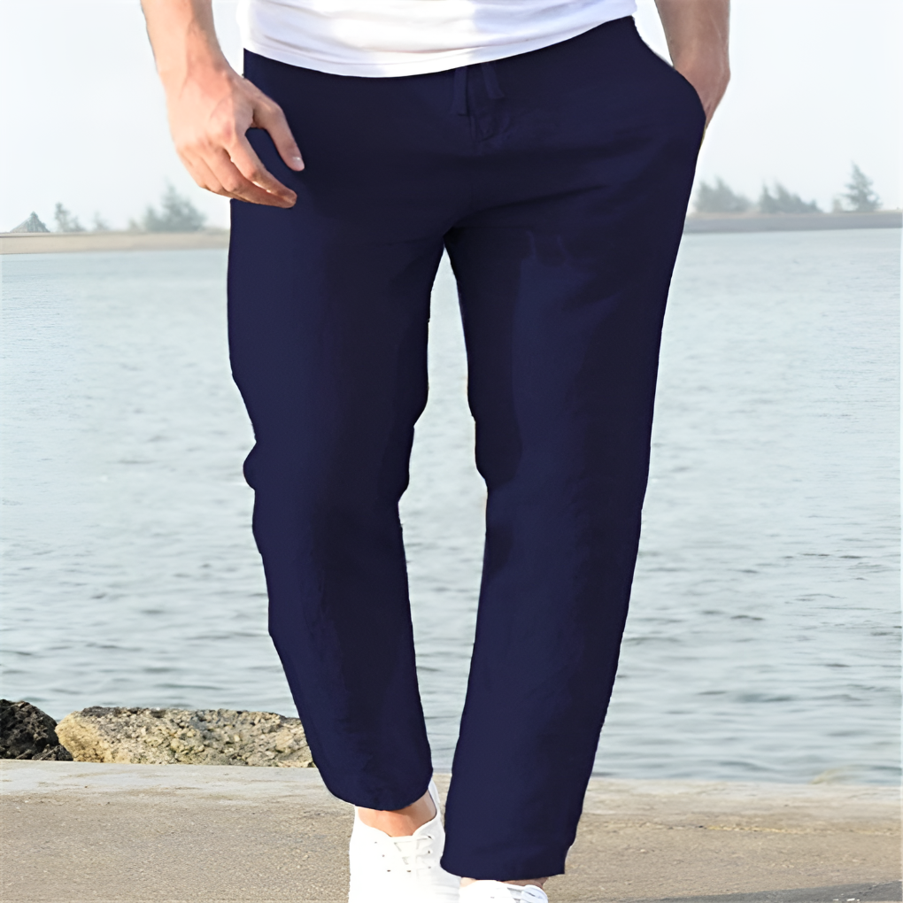 Pantalones de lino para hombre, estilo casual para días cálidos