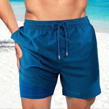 Shorts de baño para hombre con forro y bolsillo para teléfono