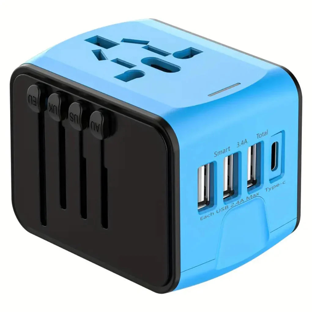 Adaptador de Enchufe para Viajes Internacionales Compacto, Seguro y Carga Rápida para Uso Global