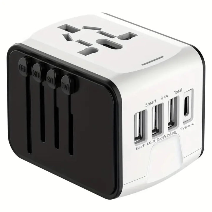 Adaptador de Enchufe para Viajes Internacionales Compacto, Seguro y Carga Rápida para Uso Global