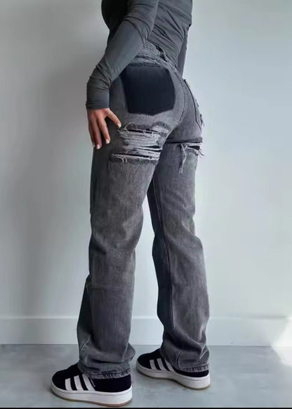 Vaqueros rotos vintage para mujer
