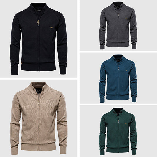 Suéter de Algodón con Cremallera Completa para Hombre: Comodidad Atemporal y Estilo Versátil para el Día a Día