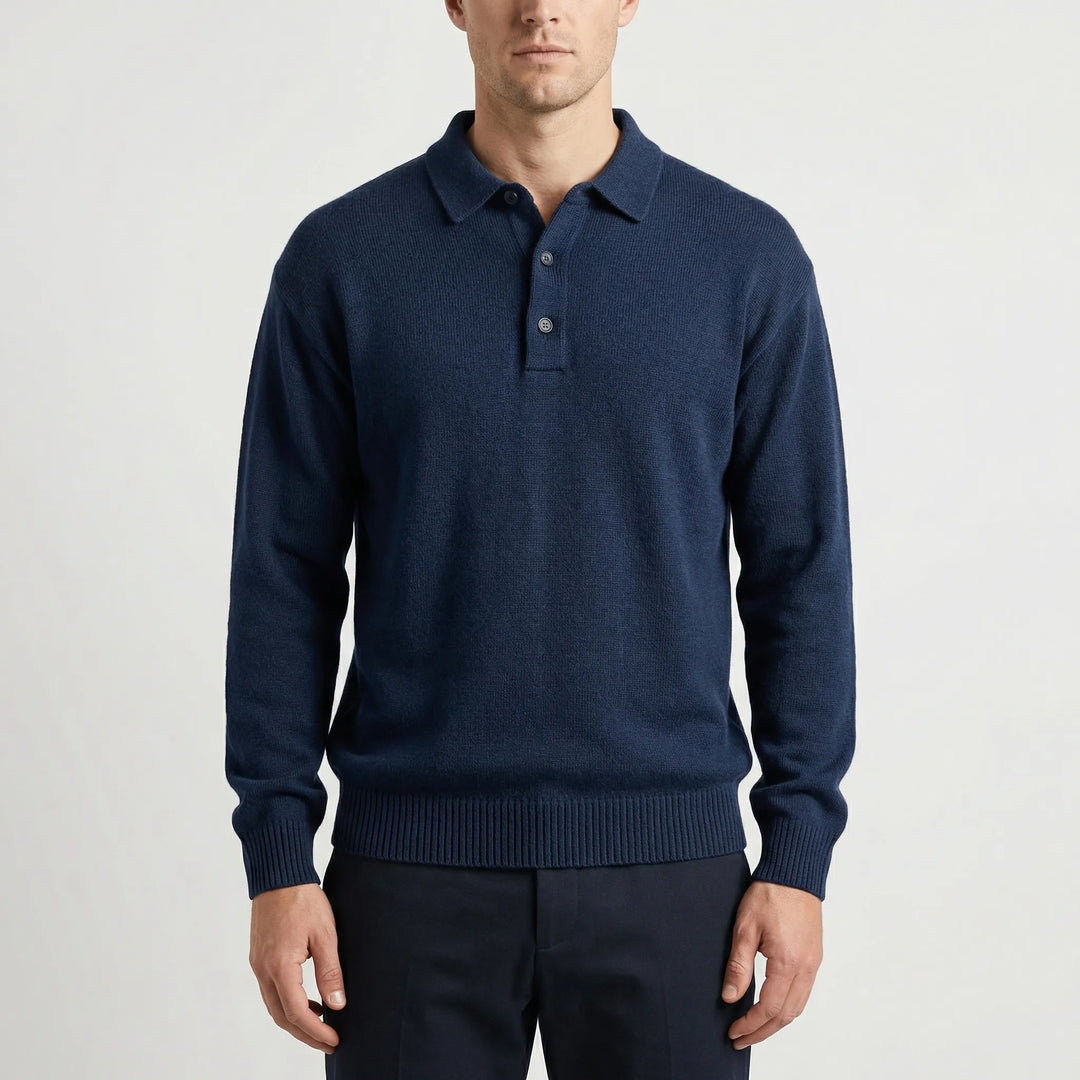 Klassivo - Jersey polo de manga larga de punto fino