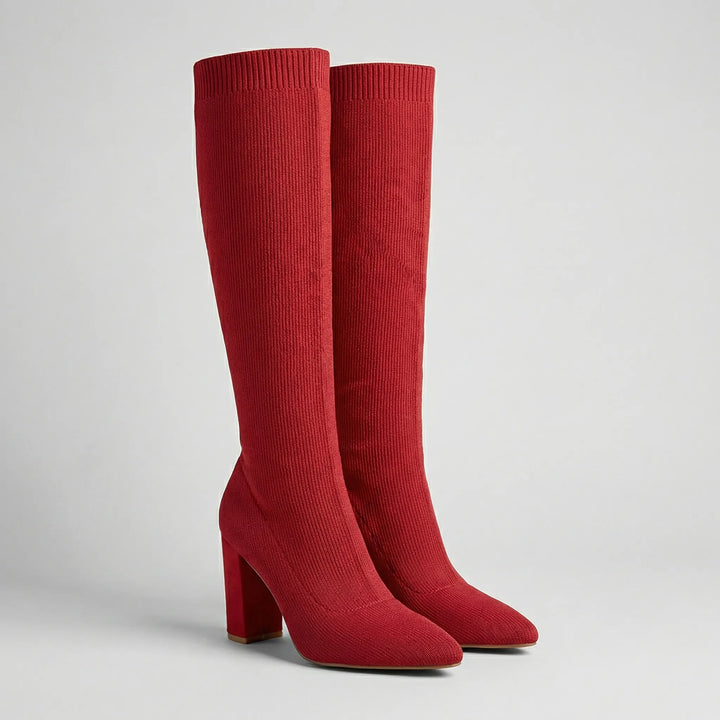 Kneelara - Bota elástica sin cordones hasta la rodilla