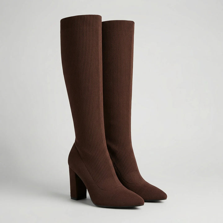 Kneelara - Bota elástica sin cordones hasta la rodilla