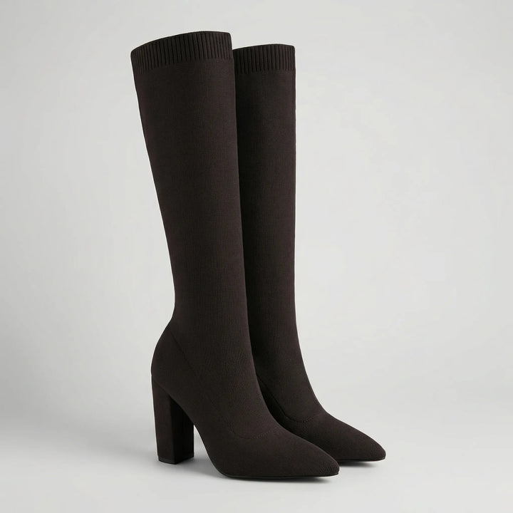 Kneelara - Bota elástica sin cordones hasta la rodilla