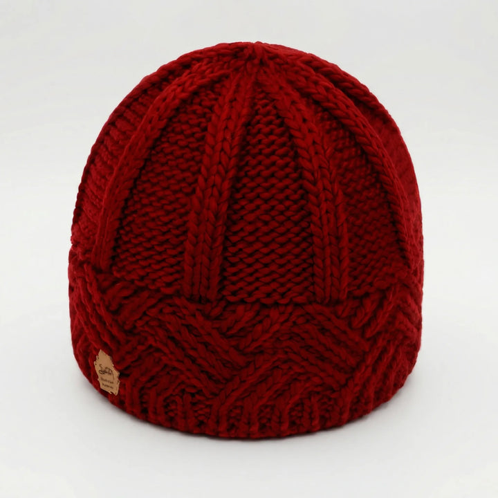 Knitova - Gorro de punto acanalado con puño doblado