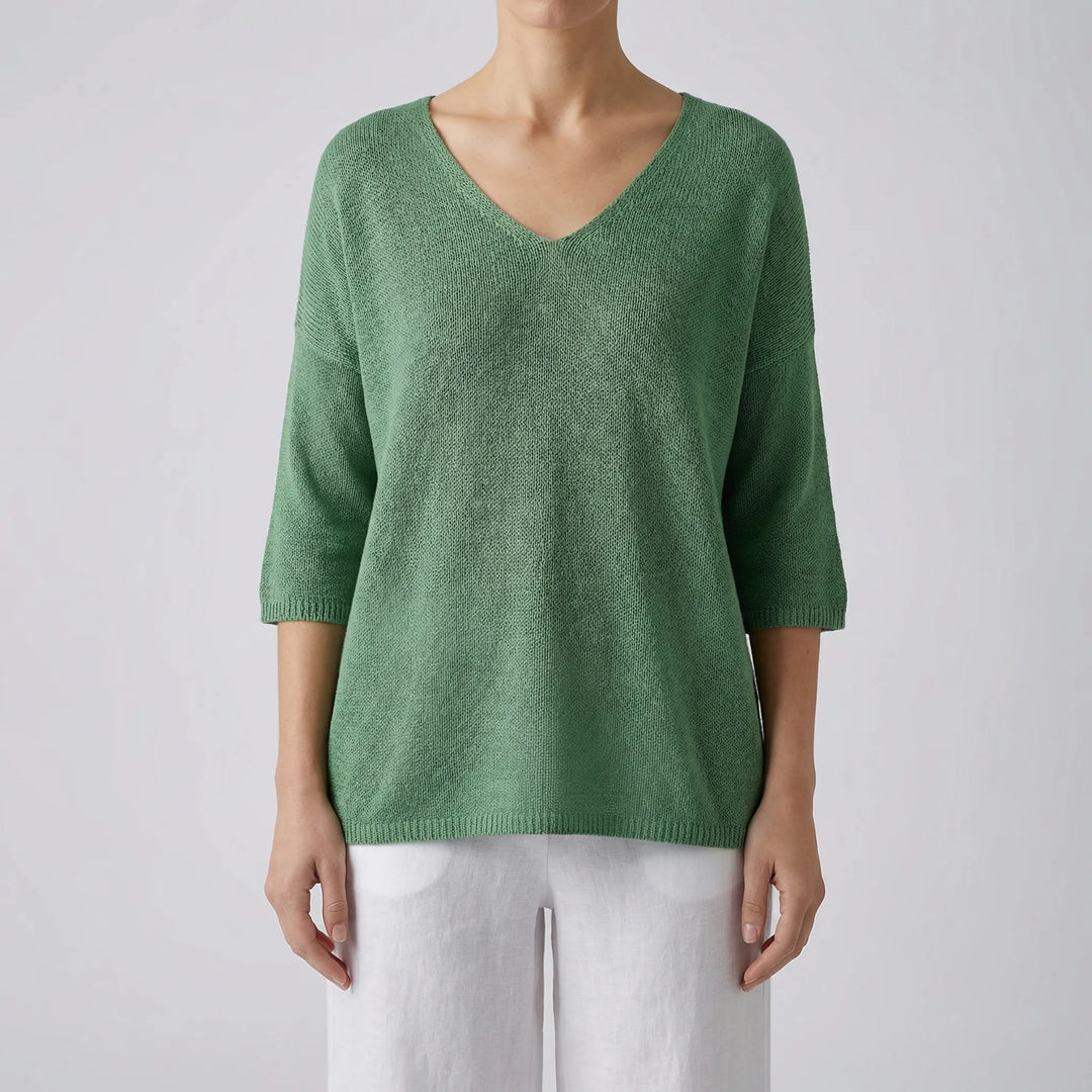 Knivara - Top de punto con cuello en V para mujer