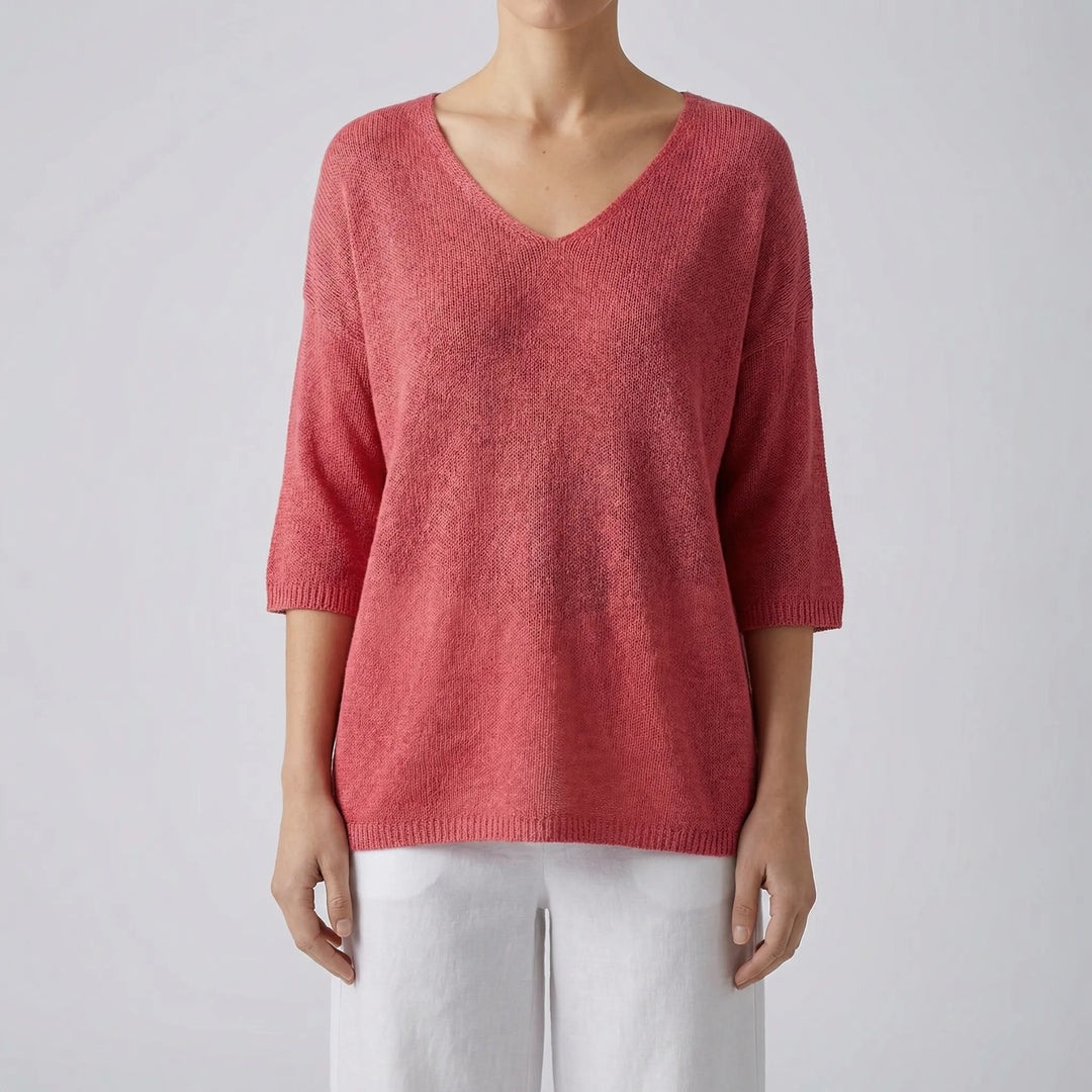 Knivara - Top de punto con cuello en V para mujer