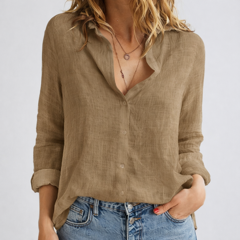Blusa de mujer de mezcla de lino