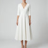 Vestido Midi Con Escote En V Para Mujeres