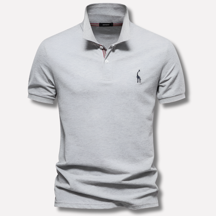 Polo de algodón de lujo con bordado de ciervo