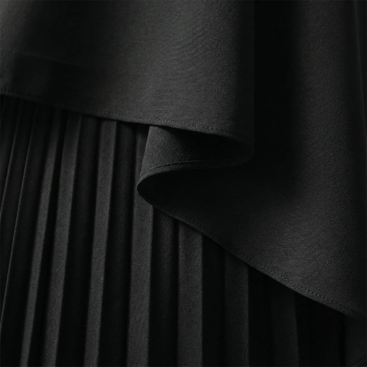 Luxvara - Vestido largo plisado con mangas murciélago