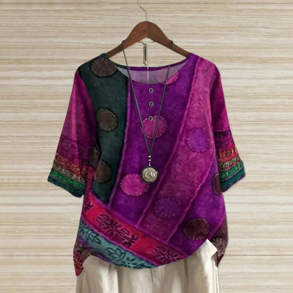 Elegante top de cuello redondo