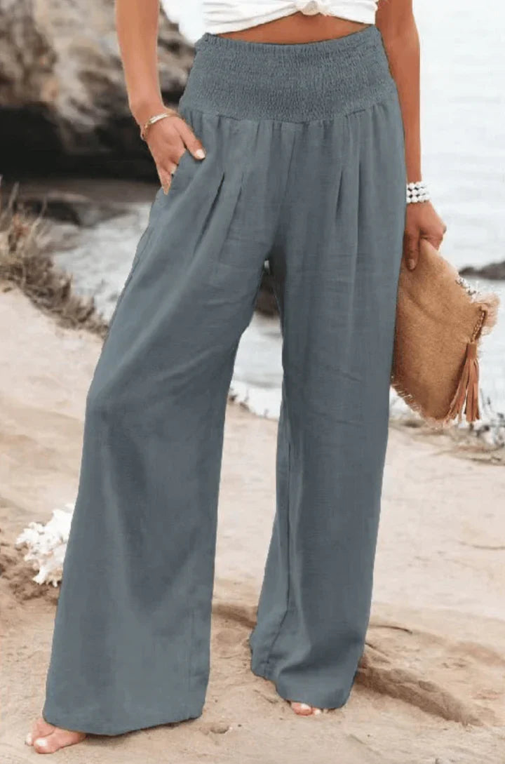 Elegantes pantalones palazzo elásticos para mujer