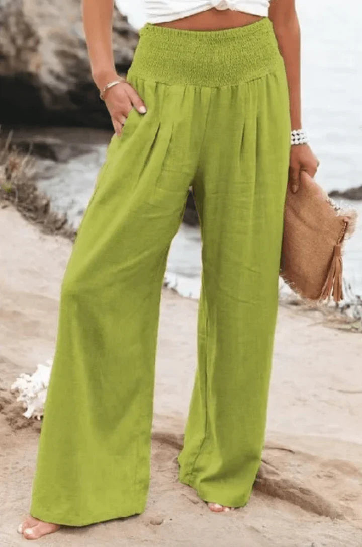 Elegantes pantalones palazzo elásticos para mujer