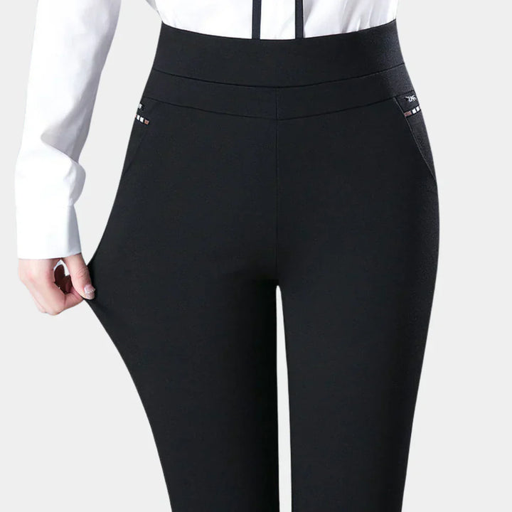 Pantalones elásticos de cintura alta con corte cómodo