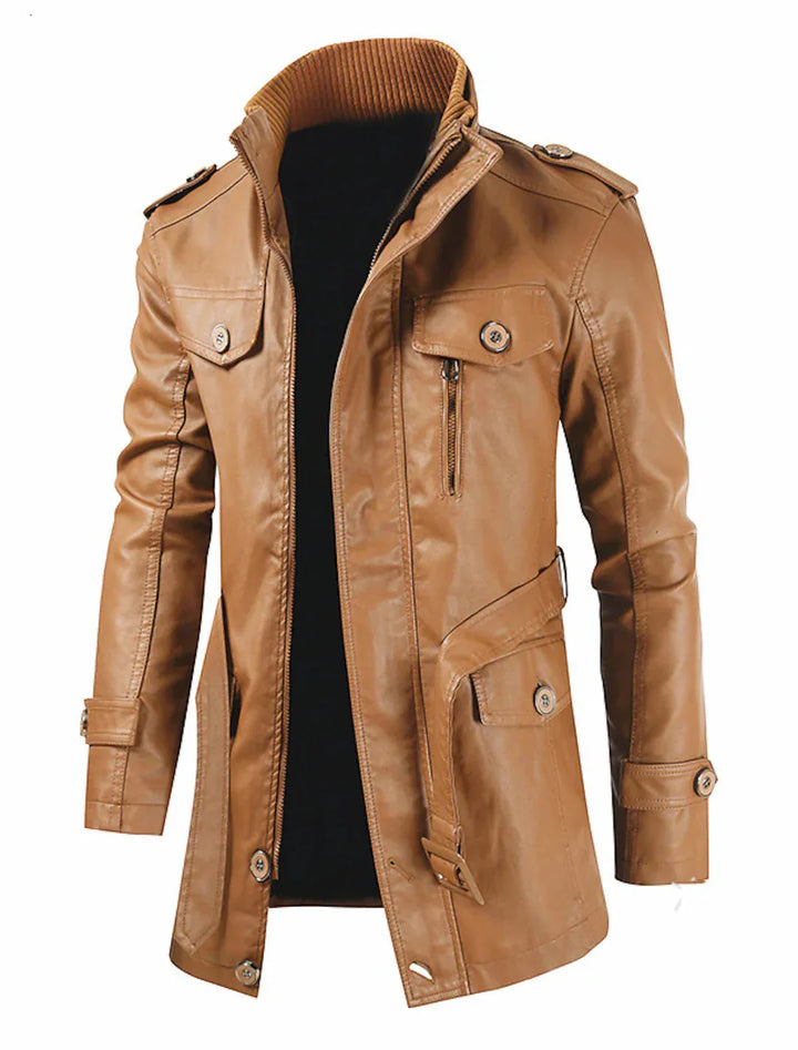 Abrigo largo de piel para hombre