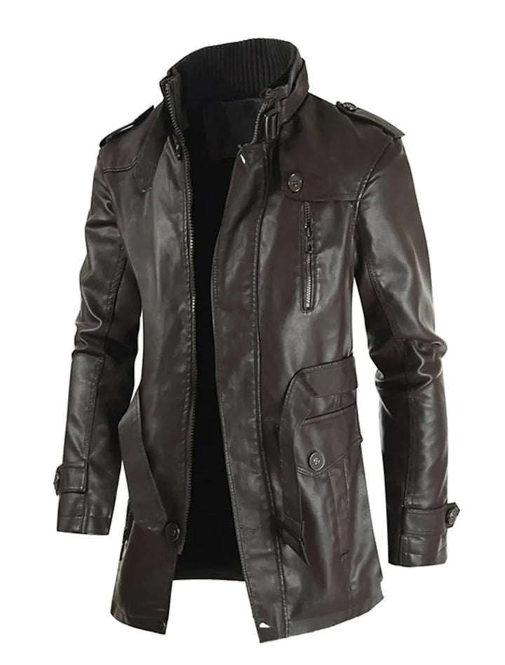 Abrigo largo de piel para hombre