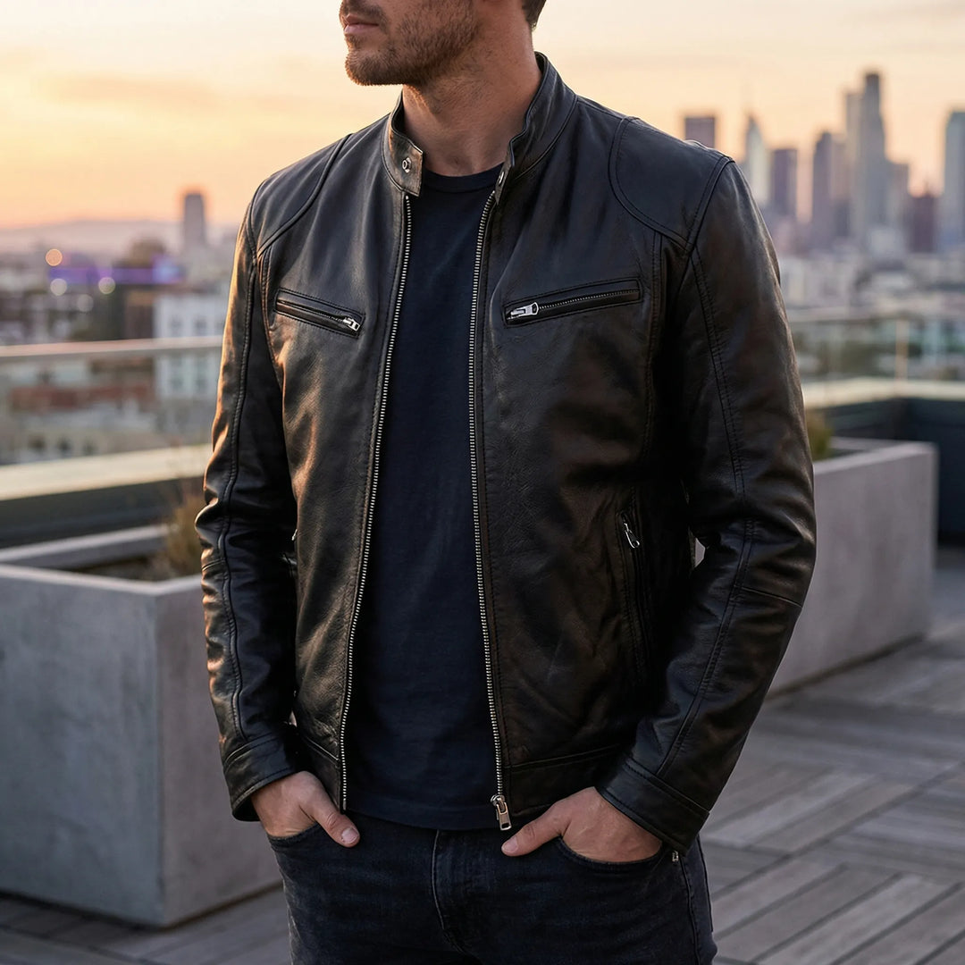 Maverik - Chaqueta clásica estilo motociclista con cremallera