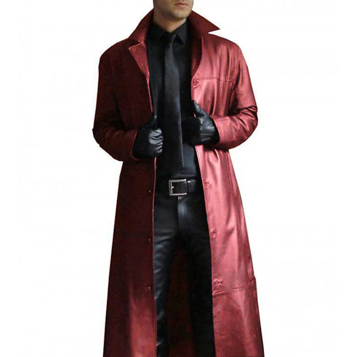 Abrigo largo de invierno de piel sintética para hombre
