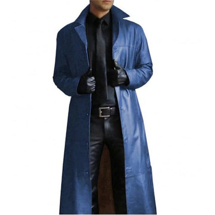 Abrigo largo de invierno de piel sintética para hombre