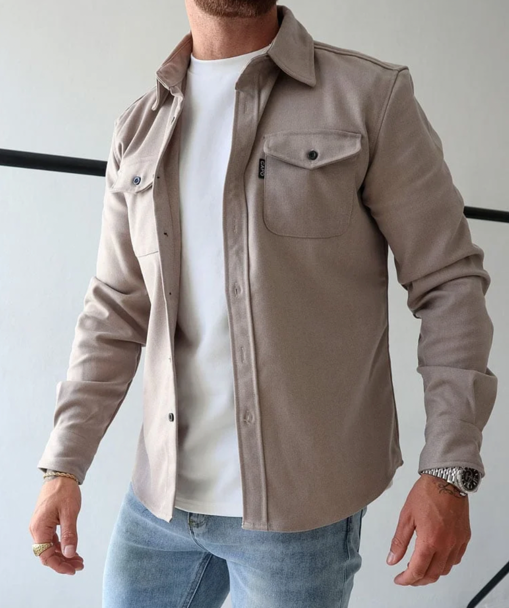 Camisa de manga larga con bolsillos para hombre