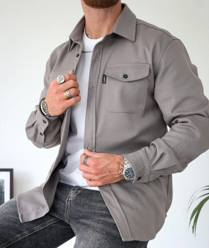 Camisa de manga larga con bolsillos para hombre