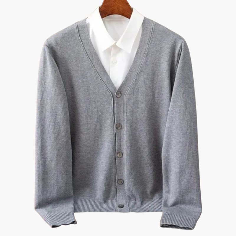 Cardigan con Cuello en V y Botones para Hombres – Capa de Punto Clásico