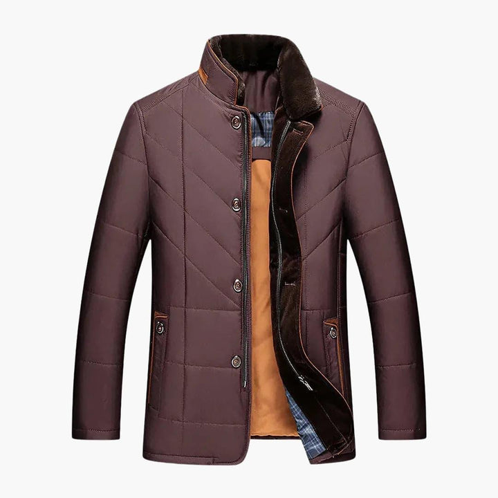 Chaqueta de Pana para Hombres con Cierre de Botón – Capa Externa con Cuello Alto