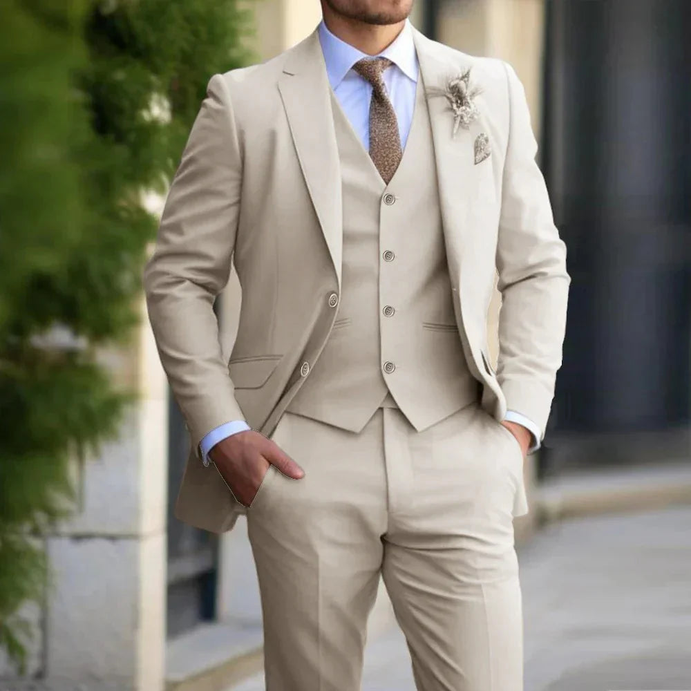 Brecken Elegante Traje de 3 Piezas para Hombre