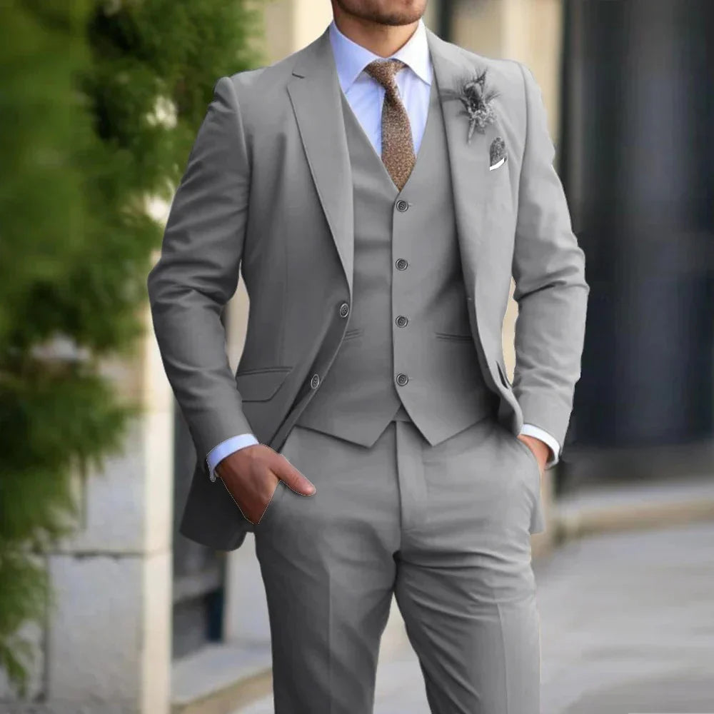 Brecken Elegante Traje de 3 Piezas para Hombre