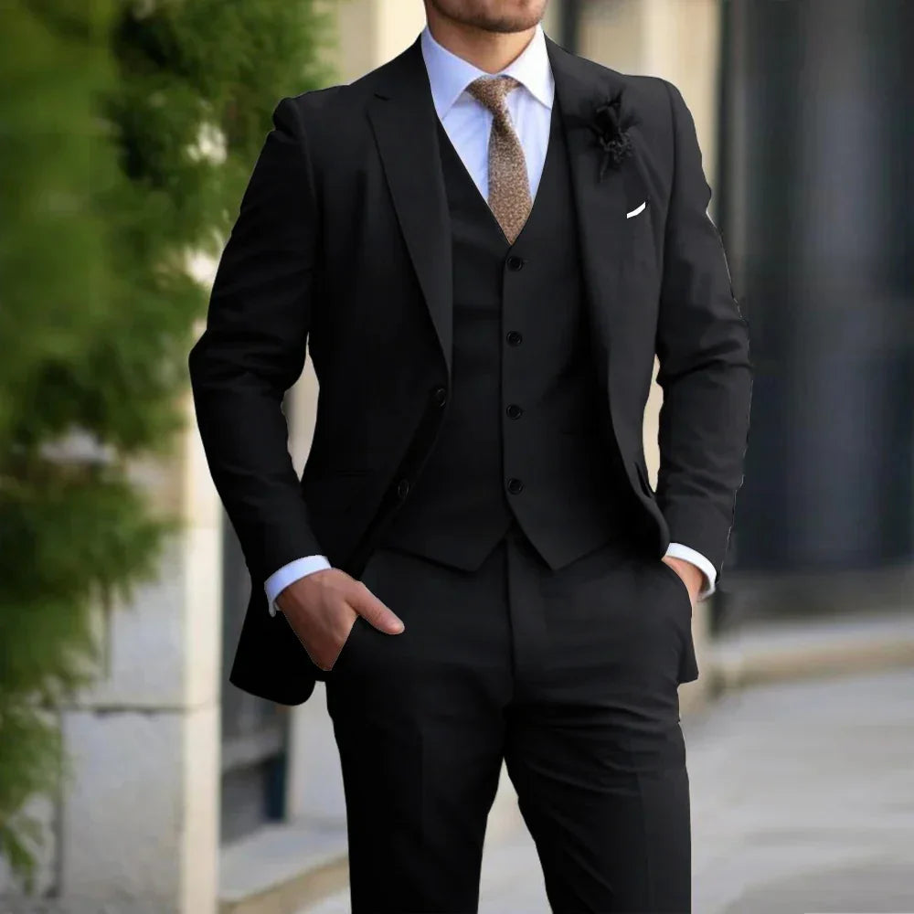 Brecken Elegante Traje de 3 Piezas para Hombre