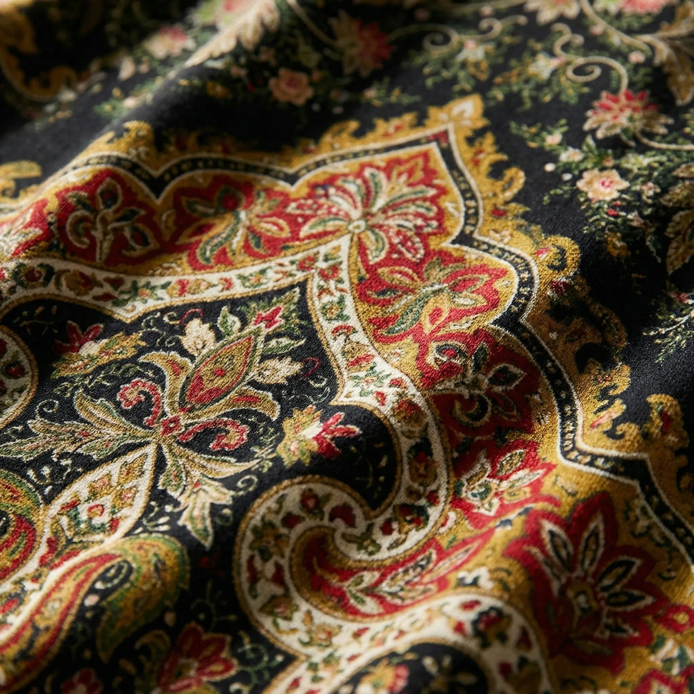 Midarae - Vestido midi de manga larga con estampado ornamentado