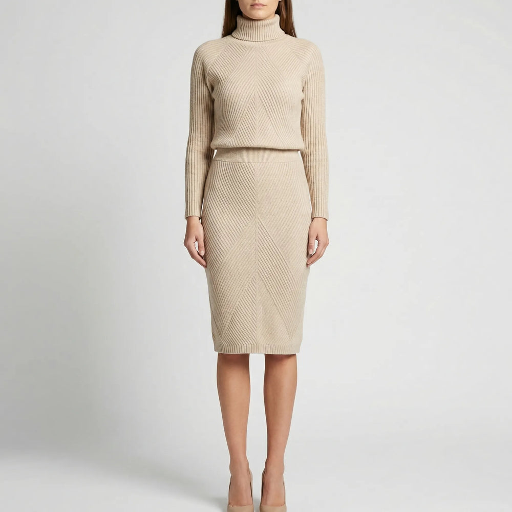 Midvelle - Vestido midi de cuello alto y manga larga