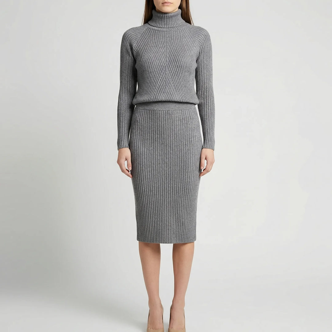 Midvelle - Vestido midi de cuello alto y manga larga