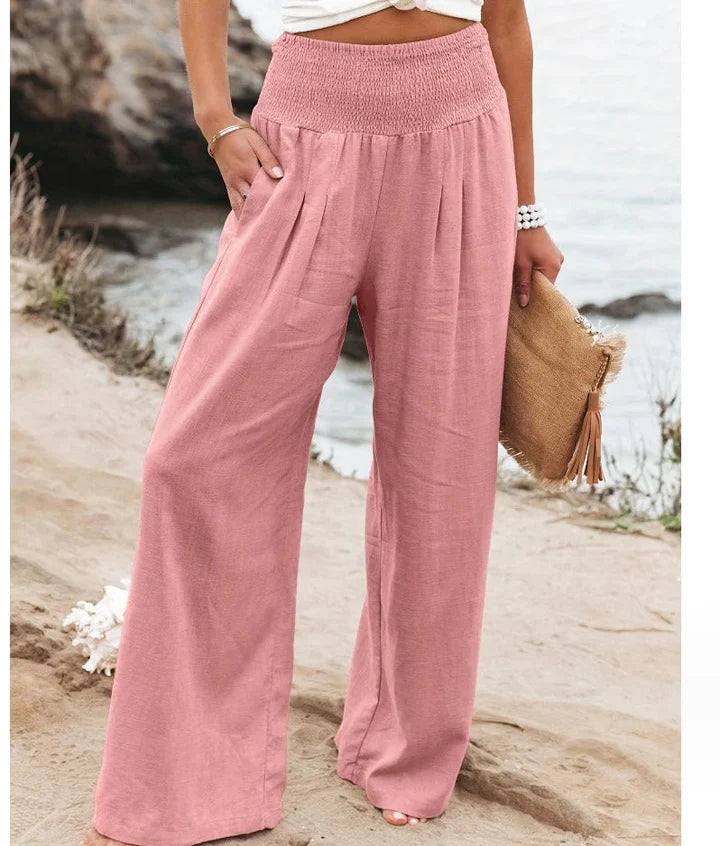 Elegantes pantalones palazzo elásticos para mujer