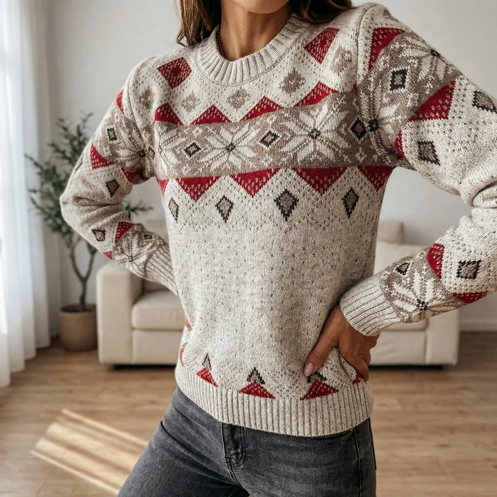 Motiknit - Jersey de punto de manga larga con estampado geométrico