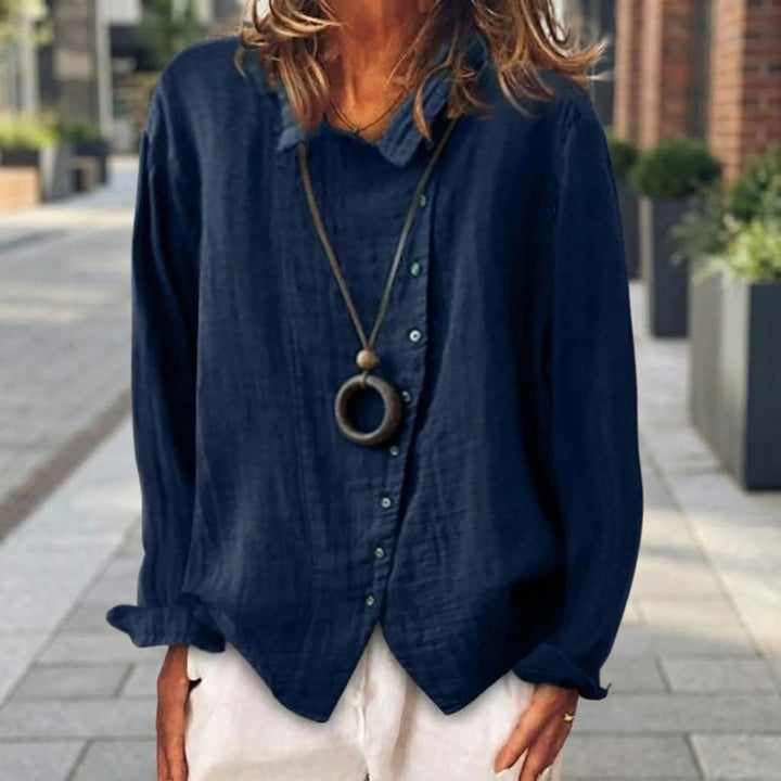 Navorra - Camisa de mujer de manga larga con botones delanteros