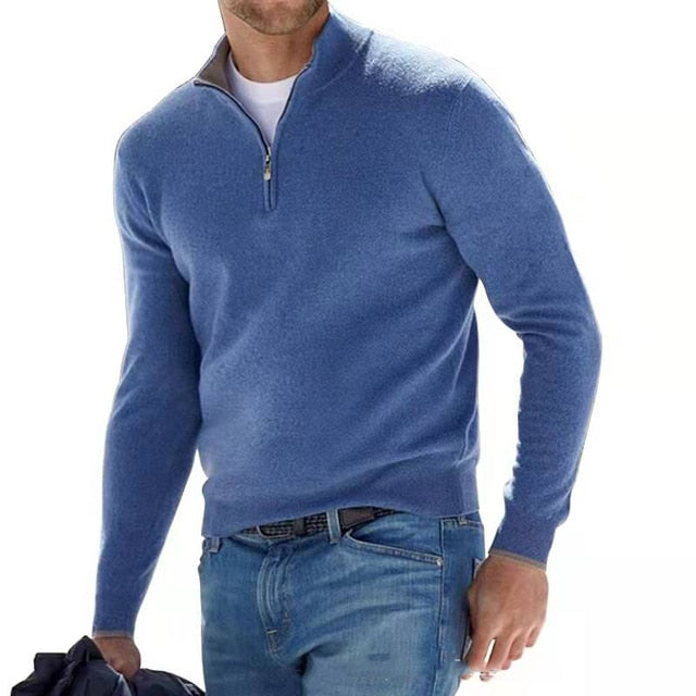 Thomas – Suéter de Hombre con Cuello en V y Cremallera, Ideal para la Primavera