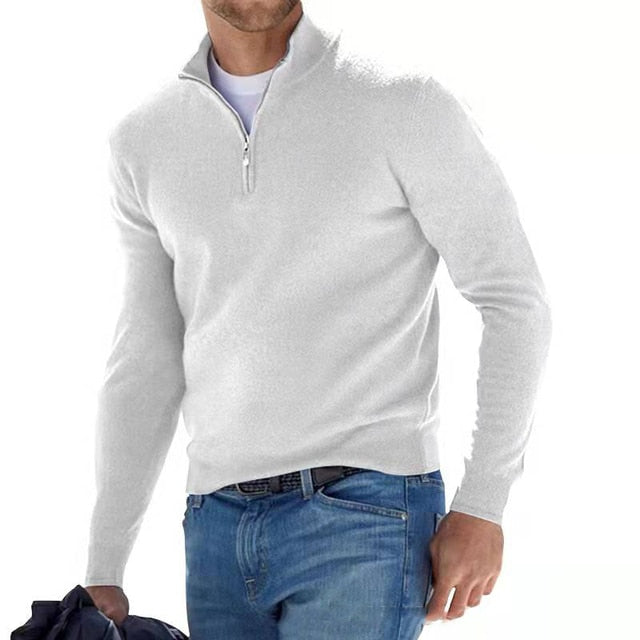 Thomas – Suéter de Hombre con Cuello en V y Cremallera, Ideal para la Primavera
