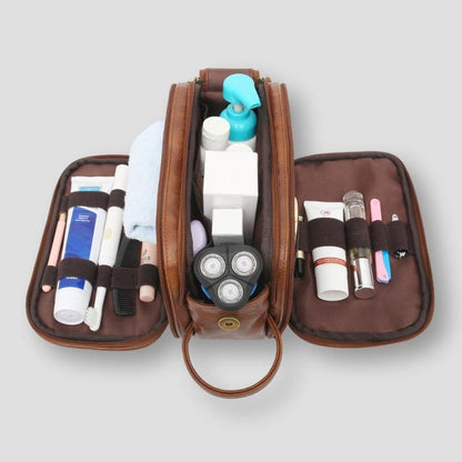 Neceser de Viaje de Cuero Impermeable con Compartimento Separado